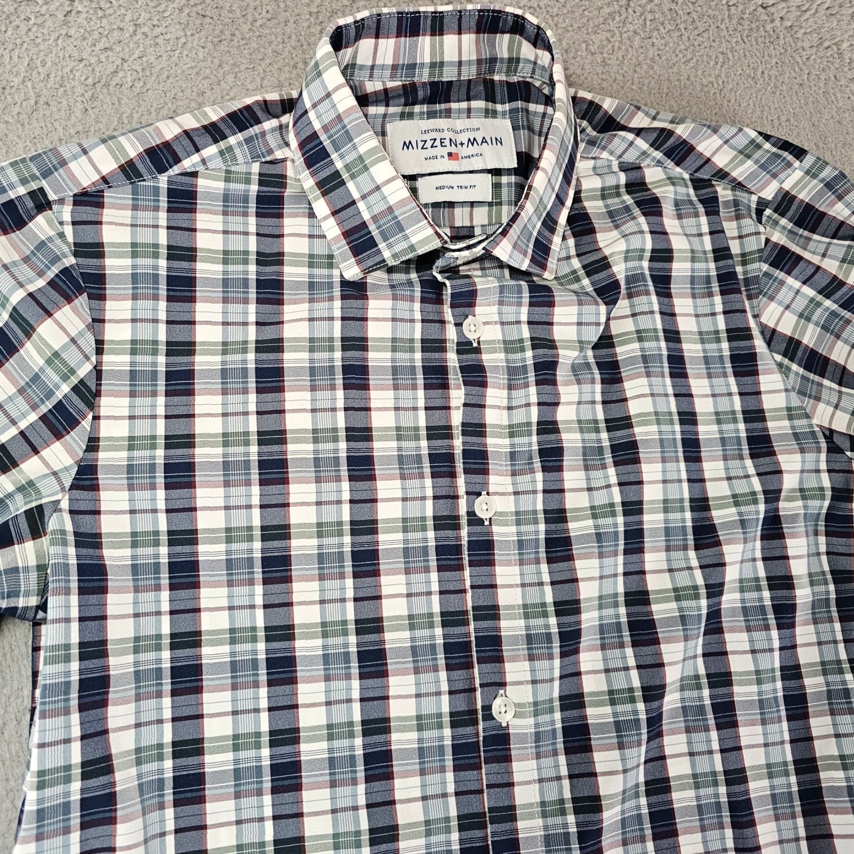 Mizzen+Main Mizzen+Main Dress Shirt Mens M Button-Up Collared Check Blue Green Multicolor Size 40R - 3 Thumbnail
