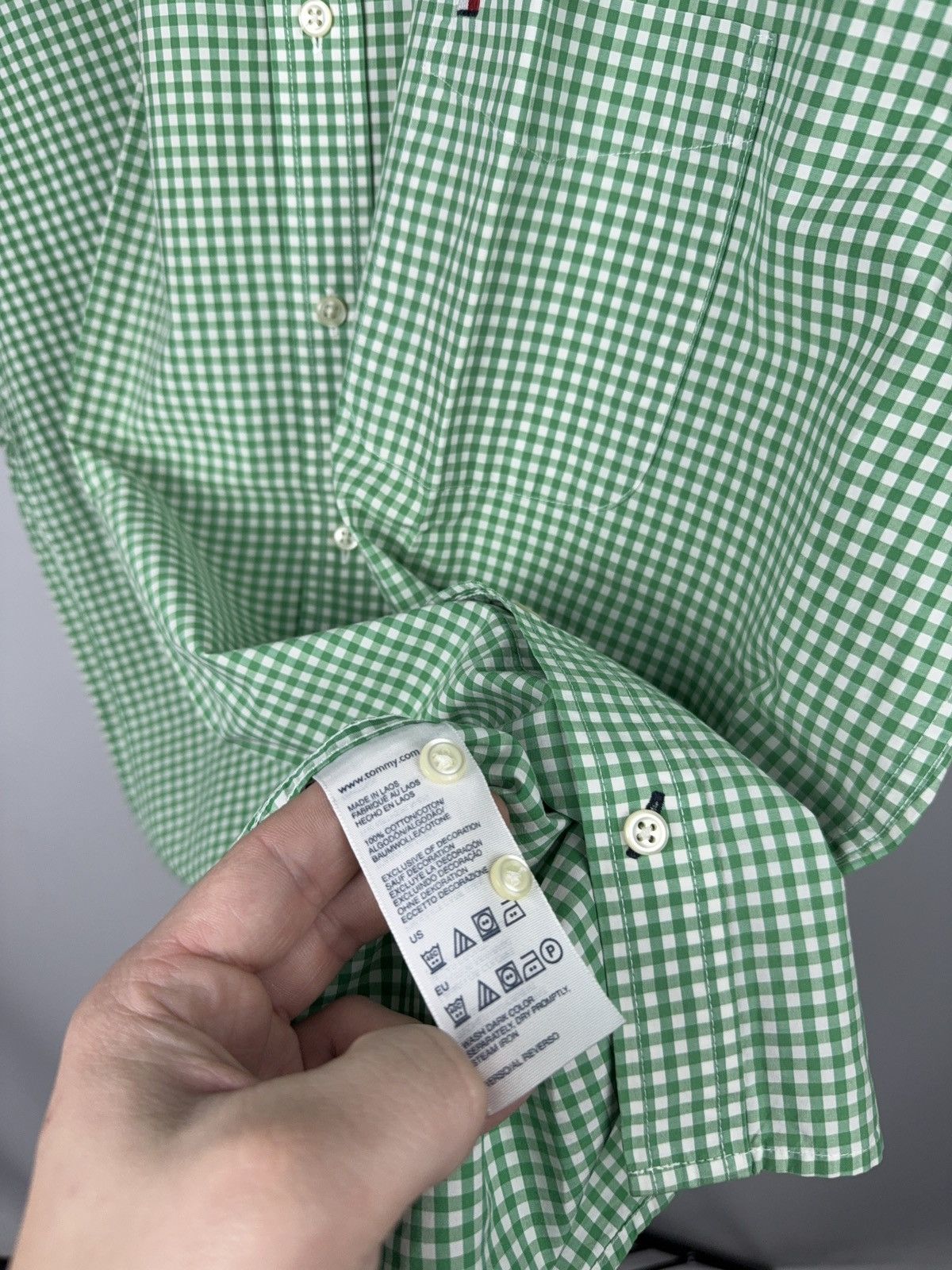 Tommy Hilfiger Vintage Tommy Hilfiger Green Gingham Short Sleeve Shirt XL Size US XL / EU 56 / 4 - 6 Thumbnail