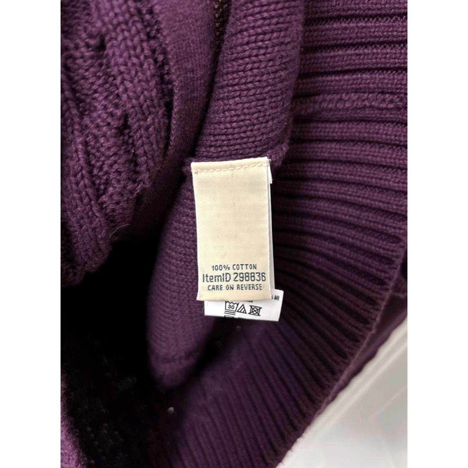 Doublet LL Bean Double L Sweater Womens M Burgundy Red Cable Knit Full Zip Mock Neck Cardigan 100% Cotton Regular Size M Womens Color Red Size M / US 6-8 / IT 42-44 - 7 Thumbnail