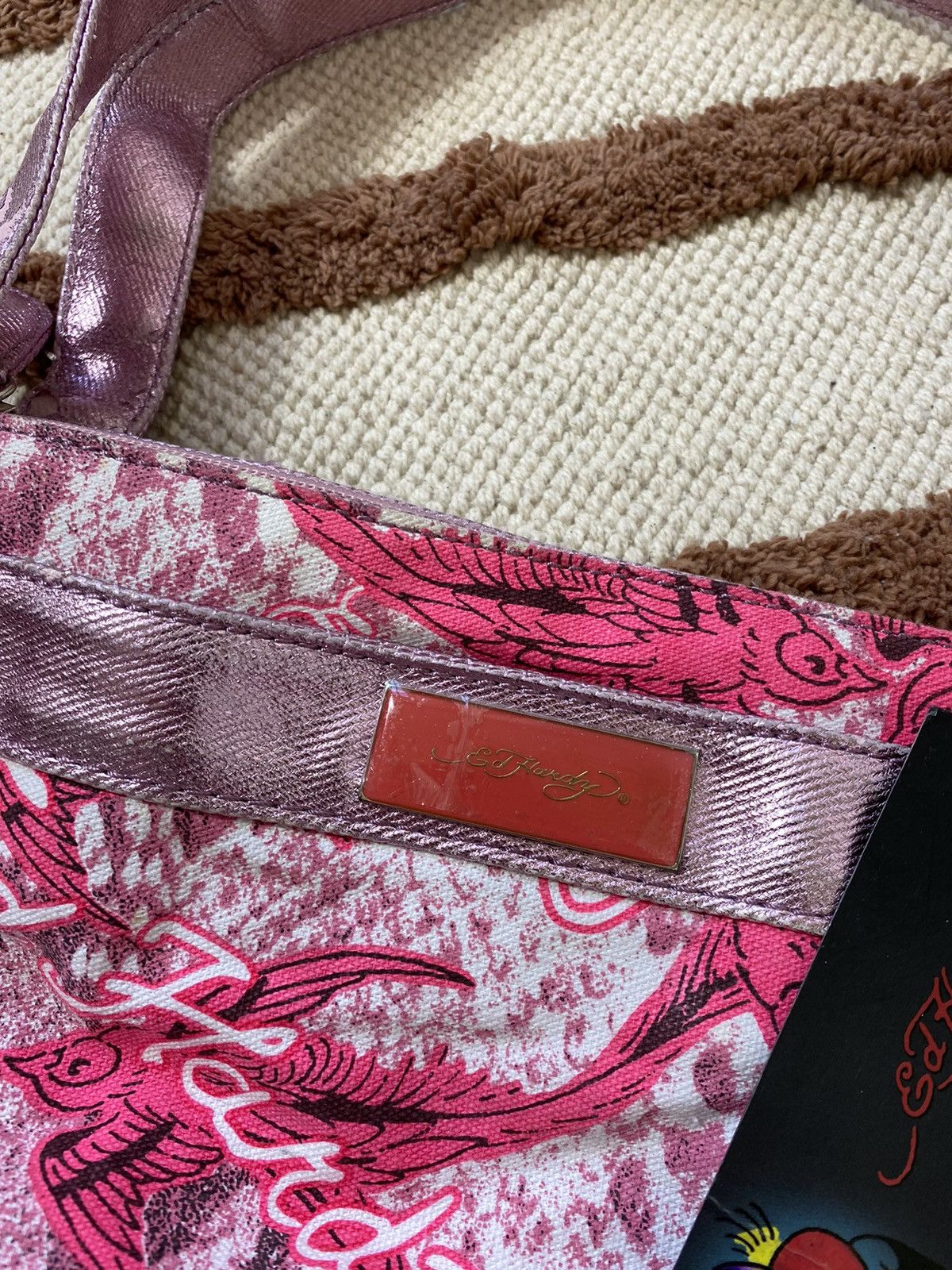 Christian Audigier VINTAGE ED HARDY PINK SHOPER BAG Size ONE SIZE - 5 Thumbnail