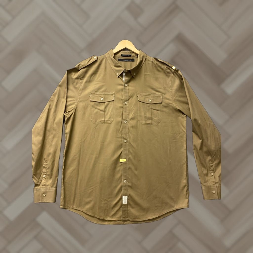 Sean John Sean John Button-Front Shirt Military Bronze Solid / 4XL/ Khaki Bronze / Men / Shirt / 4XL / Khaki Bronze / Button-Up / Slim Fit / Casual Men’s Shirt Size US XXL / EU 58 / 5 - 1 Thumbnail