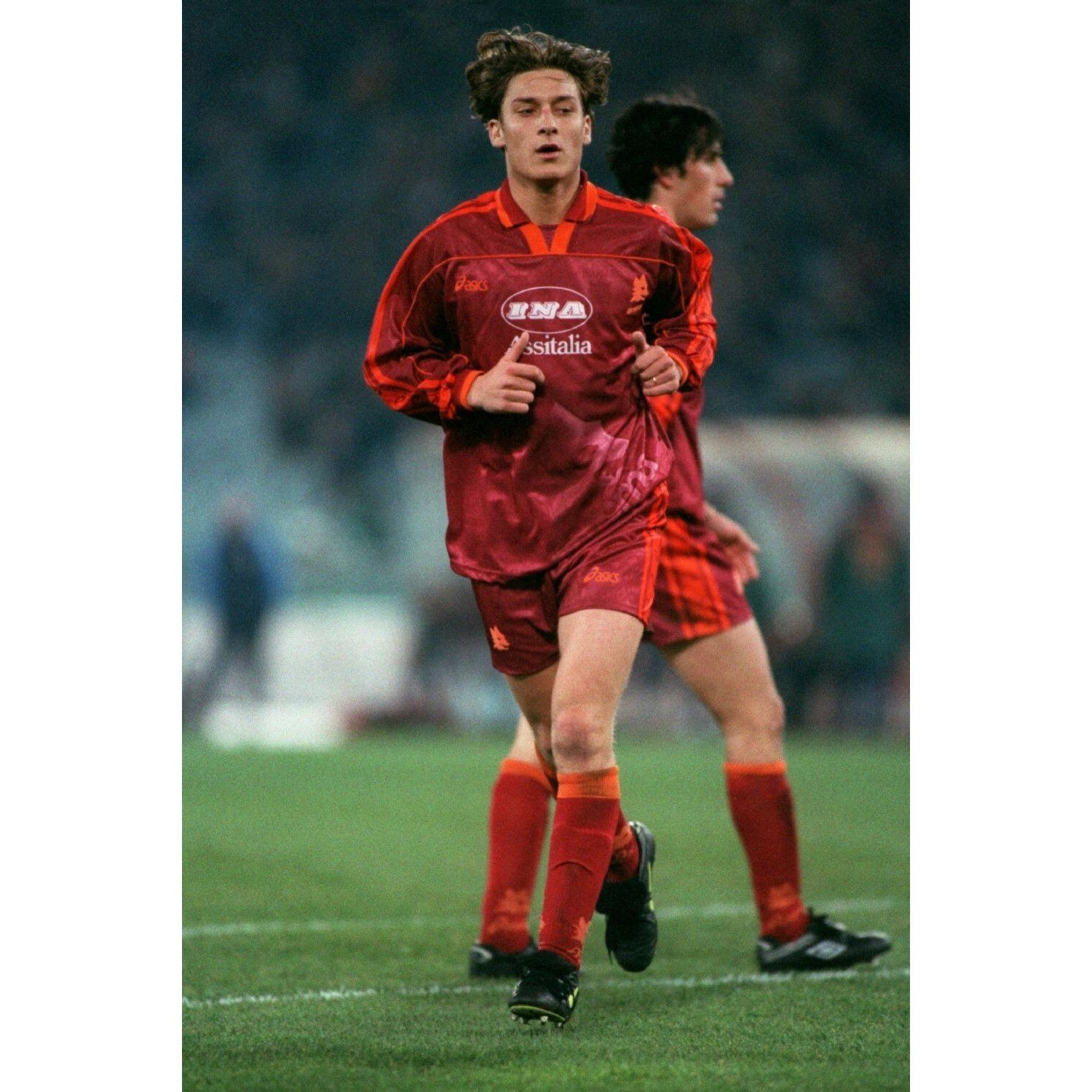 Asics Totti As Roma Asics 1995 1996 Home Soccer Jersey Maglia Shir Size US M / EU 48-50 / 2 - 9 Thumbnail