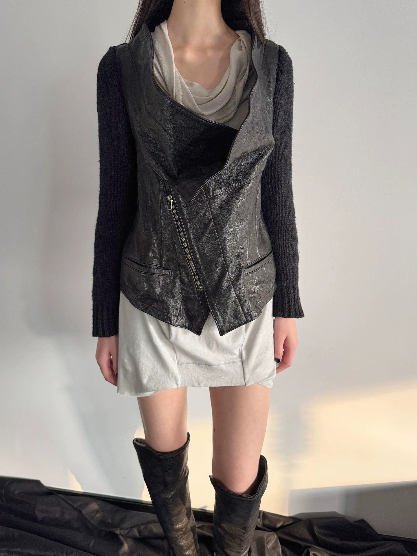 Yohji Yamamoto Yohji Yamamoto Limi Feu Goatskin-Wool Knit Jacket S Vtg Size S / US 4 / IT 40 - 3 Thumbnail