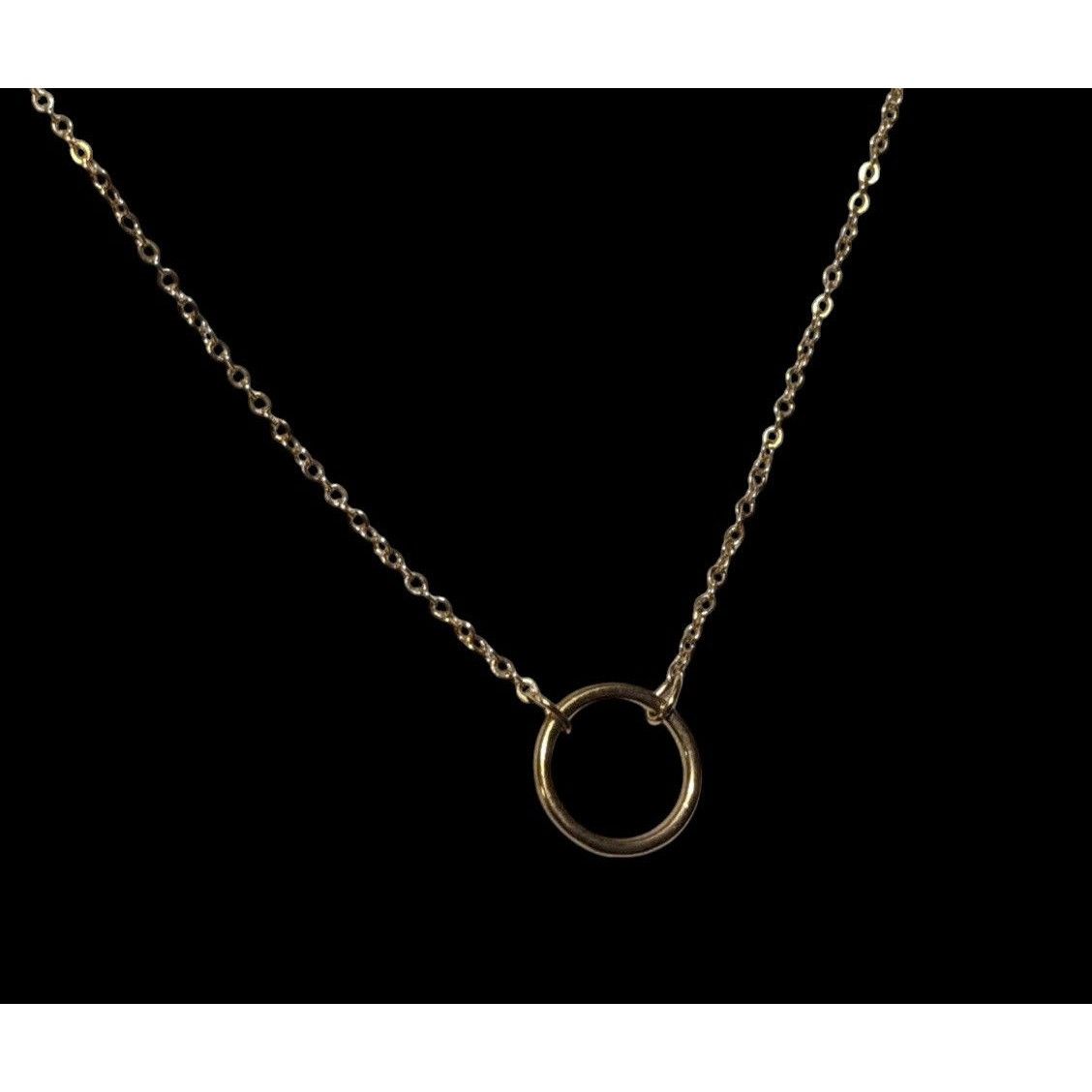 Other Minimalist Gold Tone Hoop Pendant Chain Necklace Size ONE SIZE - 3 Thumbnail