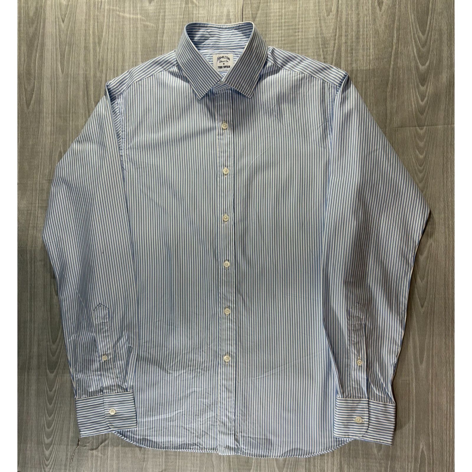 Todd Snyder Hamilton Shirt Co. x Todd Snyder Dress Shirt sz M striped bl Size US M / EU 48-50 / 2 - 1 Thumbnail
