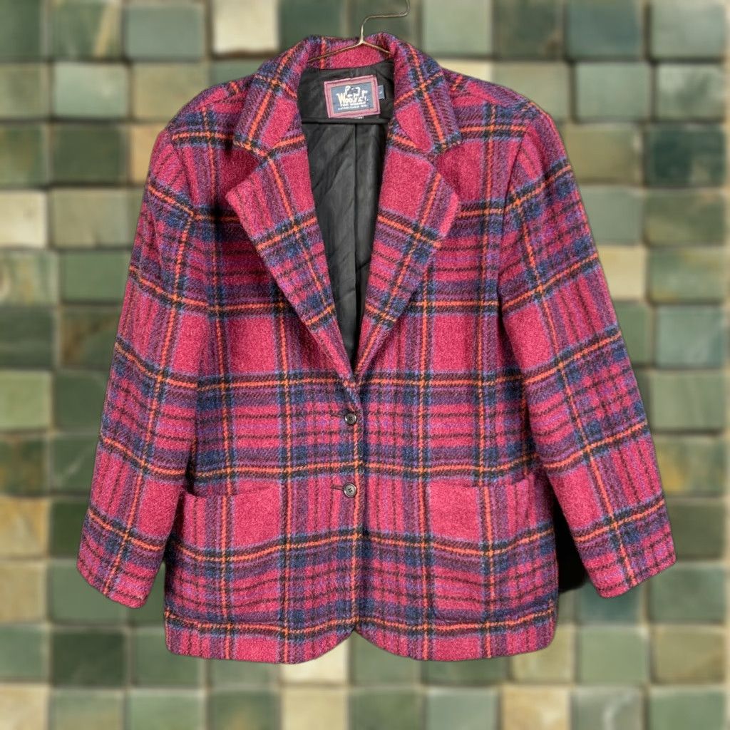 Vintage VINTAGE Woolrich Purple Plaid Button Womens Blazer USA Size Large Size L / US 10 / IT 46 - 1 Thumbnail