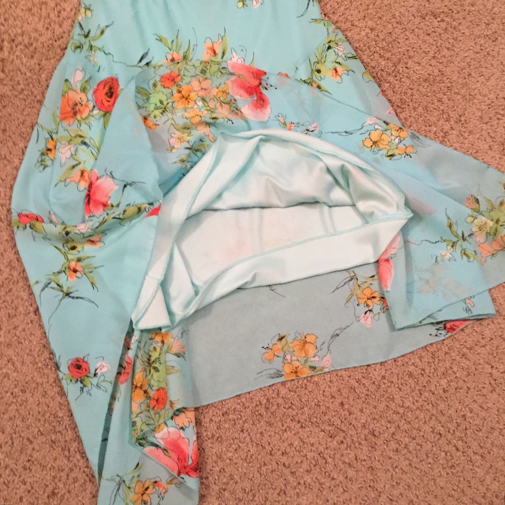 Vintage B. Moss Maxi Skirt Blue Floral Size 10 Lined Pull On Elastic Waist Womens Long Casual Size 32" / US 10 / IT 46 - 7 Thumbnail