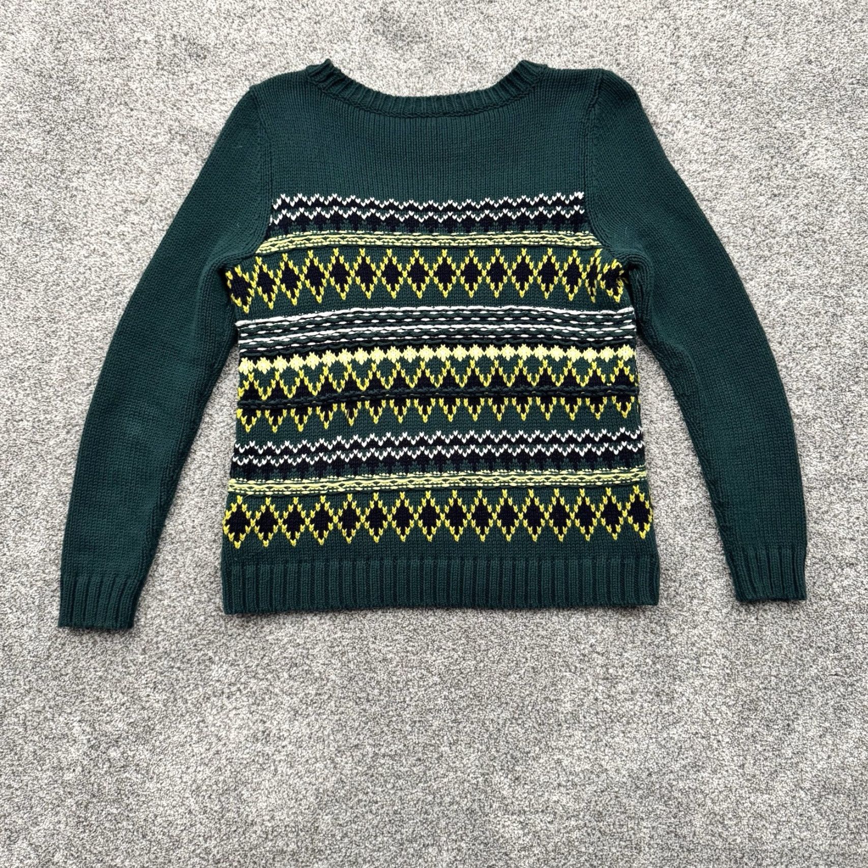 Talbots Talbots Sweater Womens Petite PM Fair Isle Preppy Academia Grandpacore Warm Pullover Long Sleeve Round Neck Green Size M / US 6-8 / IT 42-44 - 8 Thumbnail