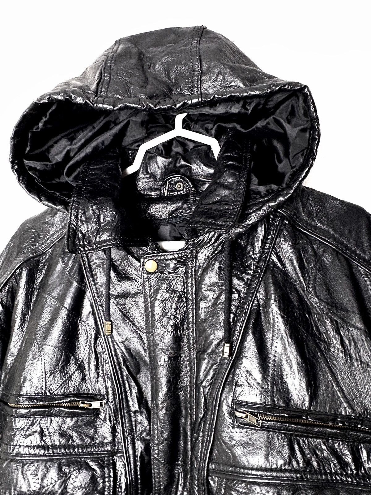 Genuine Leather Navarre Leather Company Hooded Patchwork Leather Jacket Size US XL / EU 56 / 4 - 5 Thumbnail