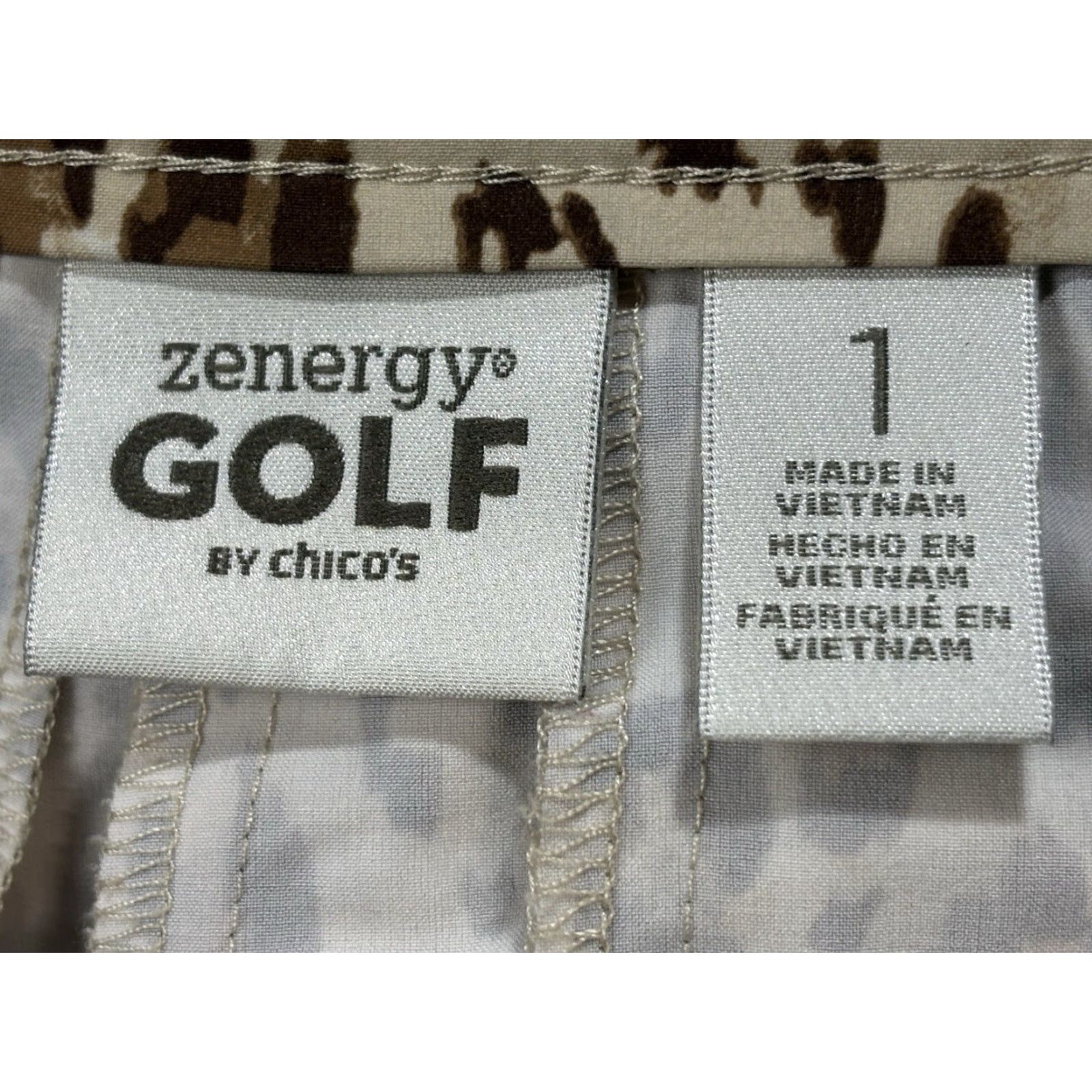 Vintage Chico's Womens Zenergy Golf Pants 1 US M Brown Animal Print Stretch Performance Cropped Straight Pockets Easy Care Regular Size 32" / US 10 / IT 46 - 7 Thumbnail