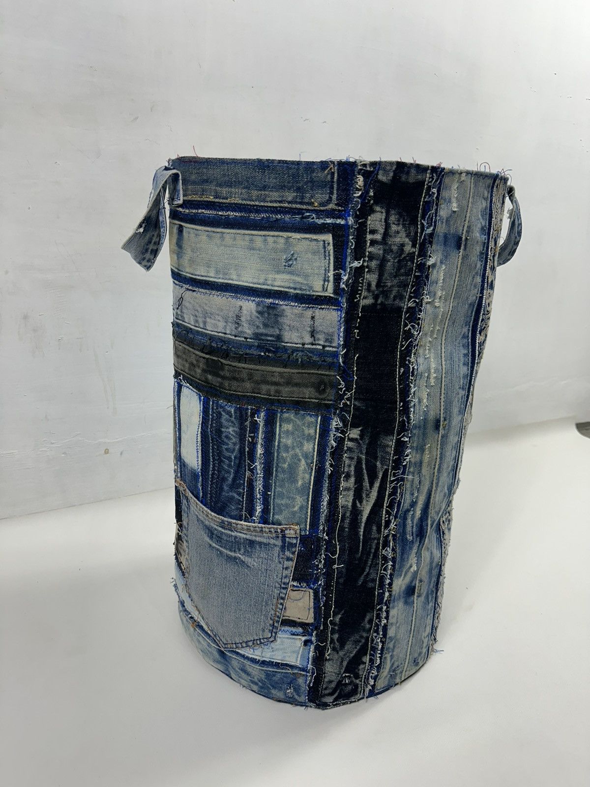 Handmade Custom Made Denim Patchwork Laundry Bag Home Decoration Size ONE SIZE - 6 Thumbnail