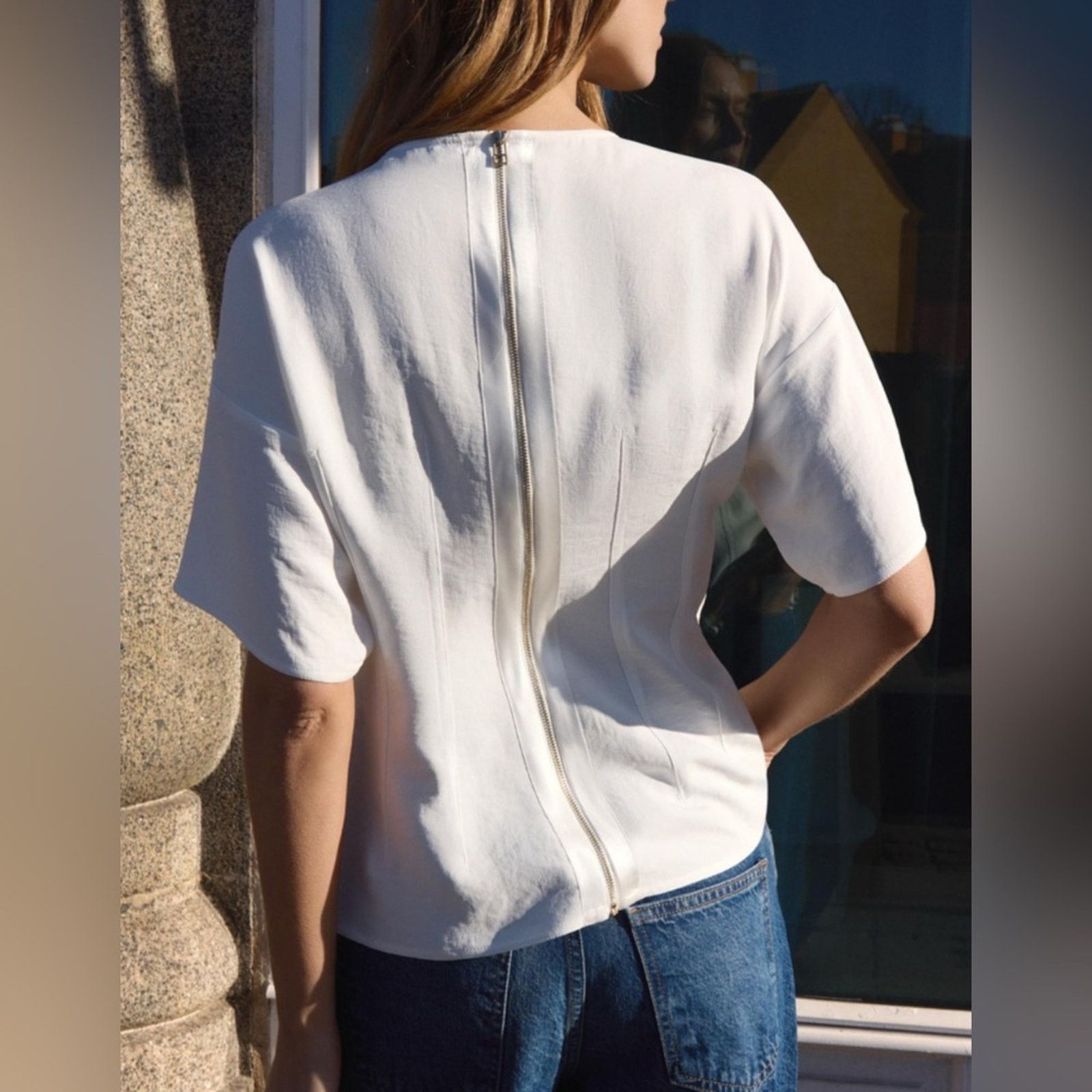 Zara Nwt-Zara- FITTED SHORT SLEEVE CREPE TOP-XS Size XS / US 0-2 / IT 36-38 - 2 Thumbnail