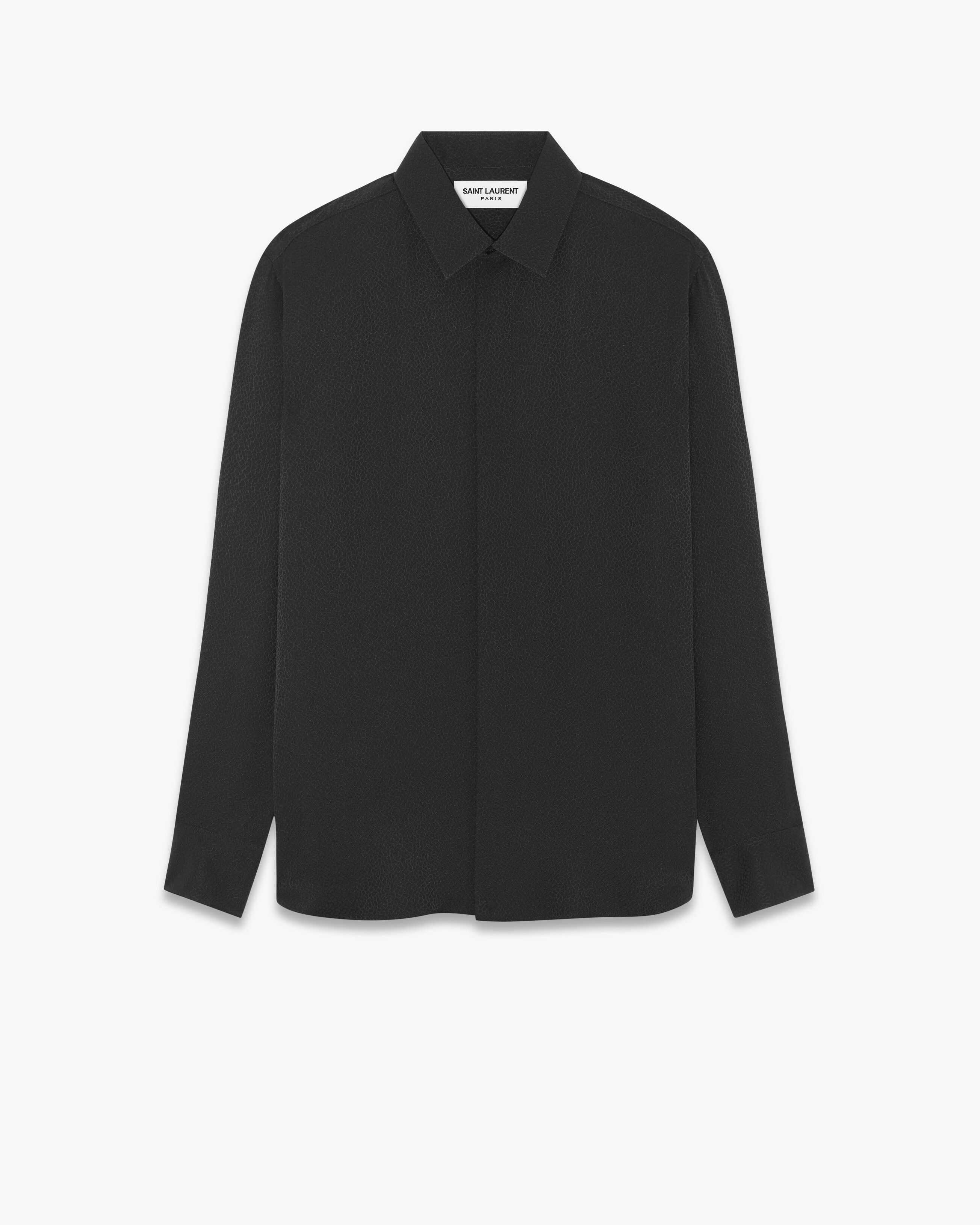 Saint Laurent Paris yves collar shirt in matte and shiny shagreen silk Size US L / EU 52-54 / 3 - 1 Preview