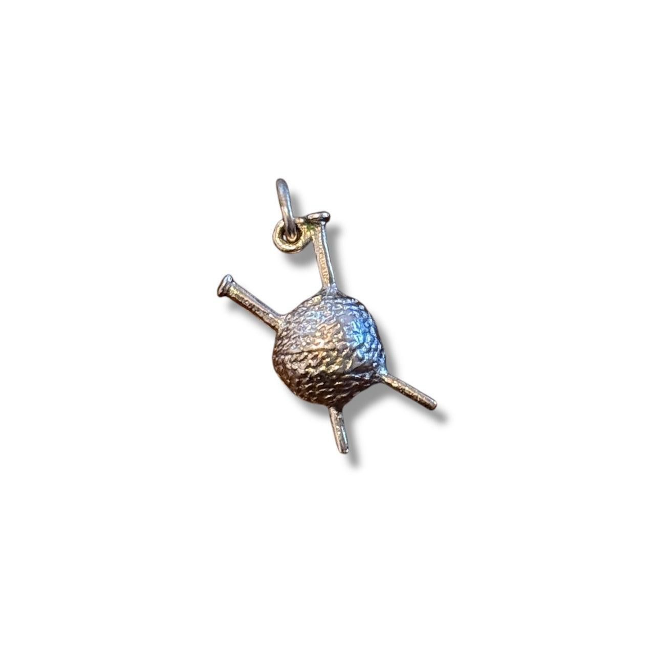 Designer Vintage Sterling Yarn & Knitting Needles Pendant/Charm Size ONE SIZE - 1 Thumbnail
