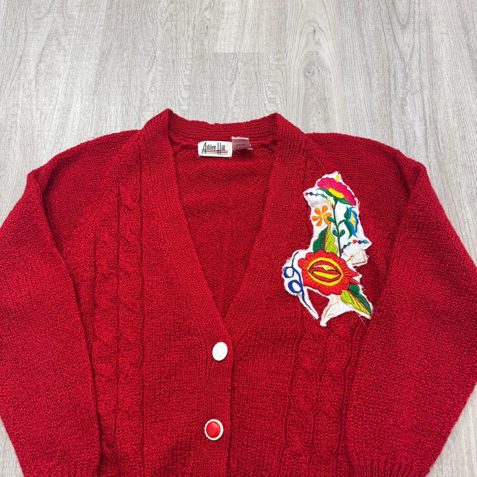 Vintage Vintage Ashley Hill Cardigan Sweater Women's Small Red Knit Size S / US 4 / IT 40 - 2 Thumbnail