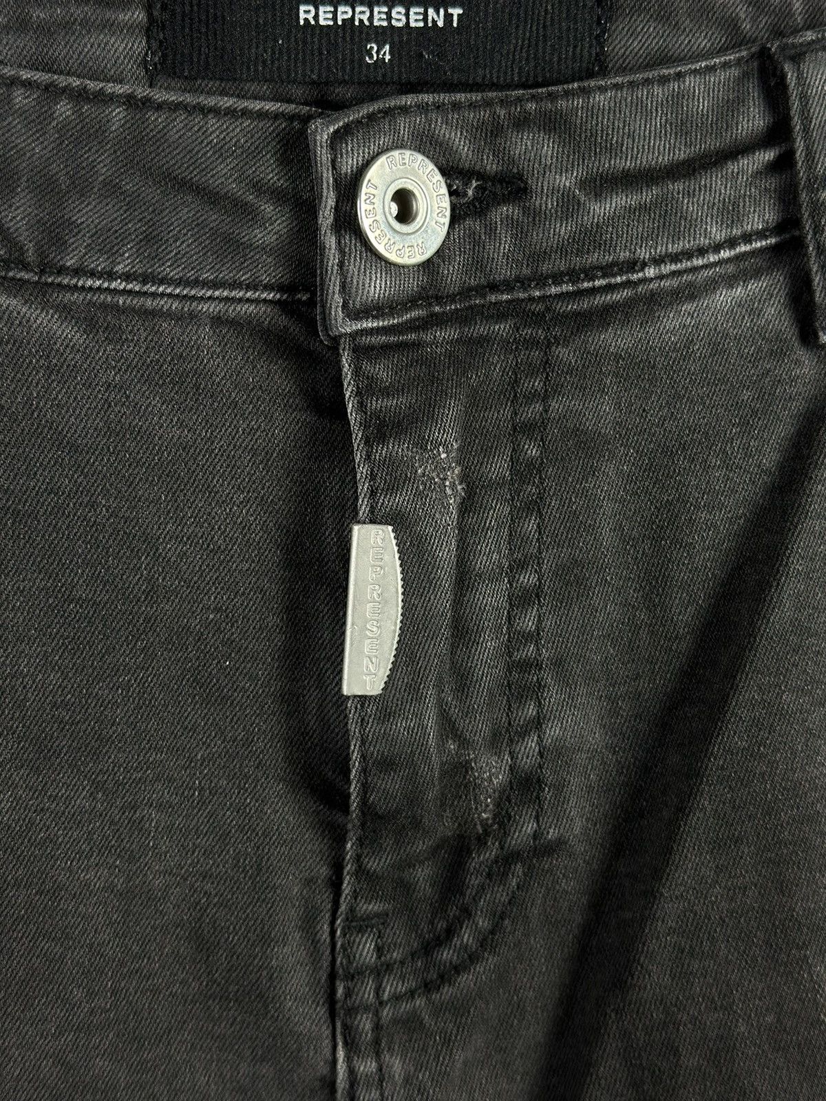 Represent Clo. Represent Destroyed Black Jeans Biker Denim Pants Size US 34 / EU 50 - 6 Thumbnail