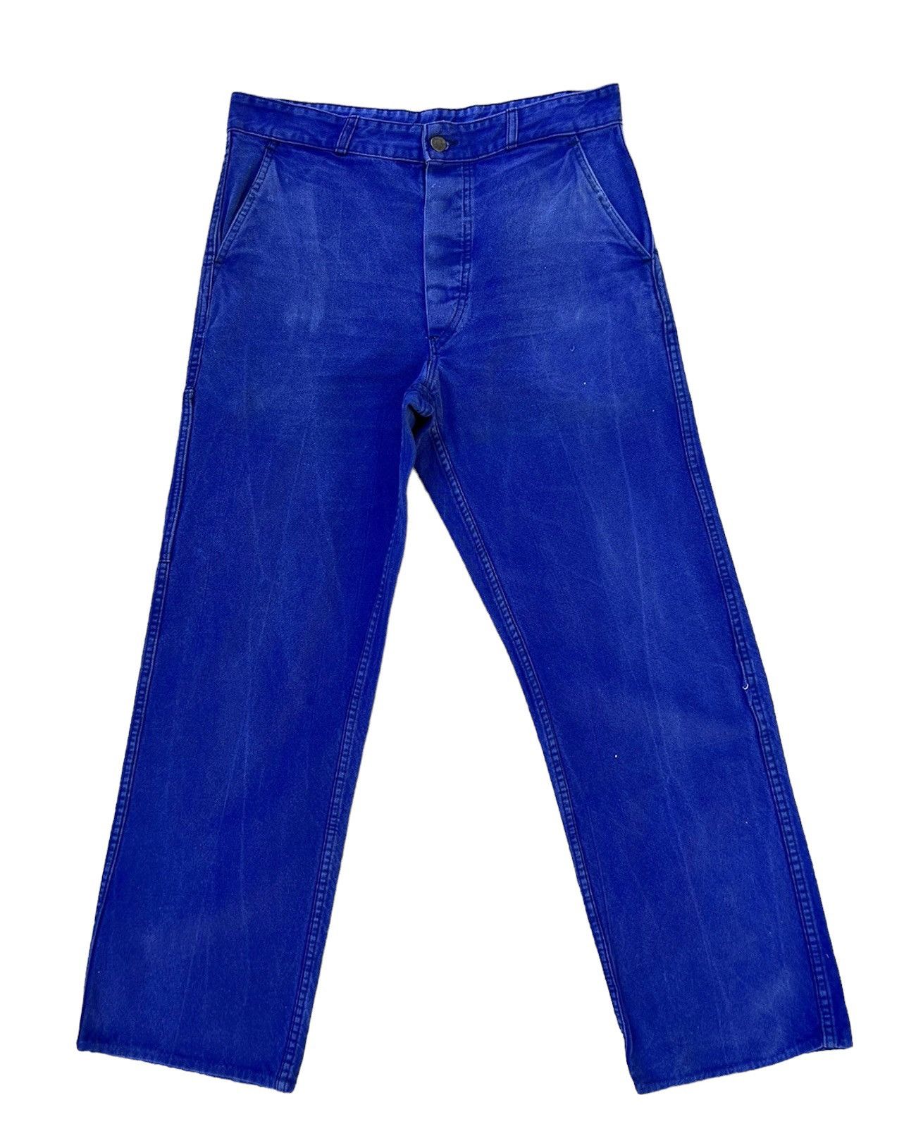Vintage Vintage 60s 70s Sanfor French Faded Indigo Workwear Pant Size US 32 / EU 48 - 2 Thumbnail