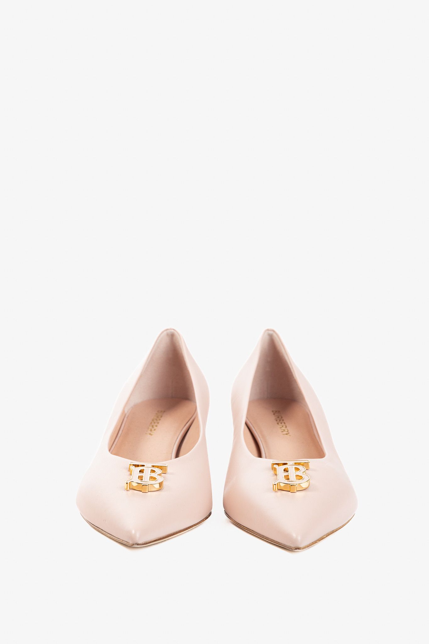 Burberry Burberry Ezra 40 Pink Leather TB-Monogram Pointed-Toe Pumps Size US 5.5 / IT 35.5 - 2 Thumbnail