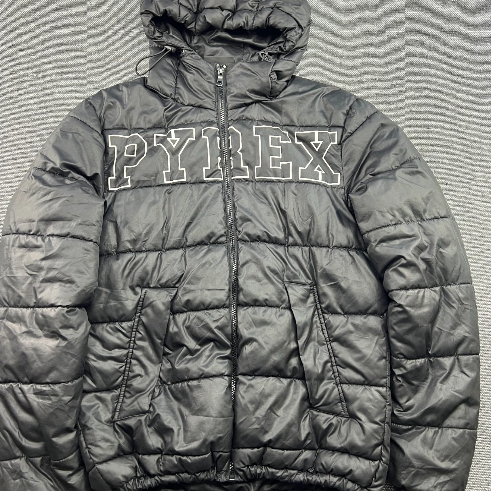 Vintage PYREX Pyrex Vision Virgil Abloh Puffer Jacket Mens XS Black Hooded Full Zip Jacket Size US XS / EU 42 / 0 - 2 Thumbnail