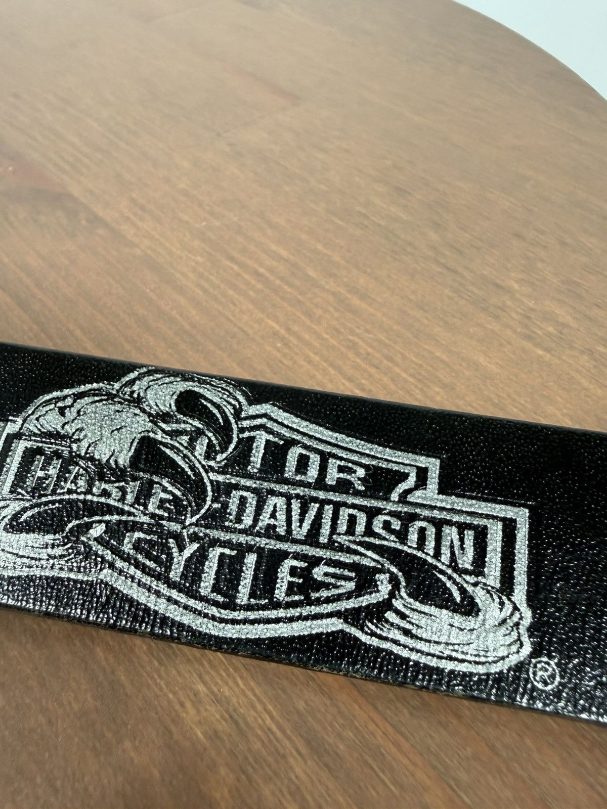 Harley Davidson Y2K Made in USA Harley Davidson Black Leather Belt Size 32 - 3 Thumbnail