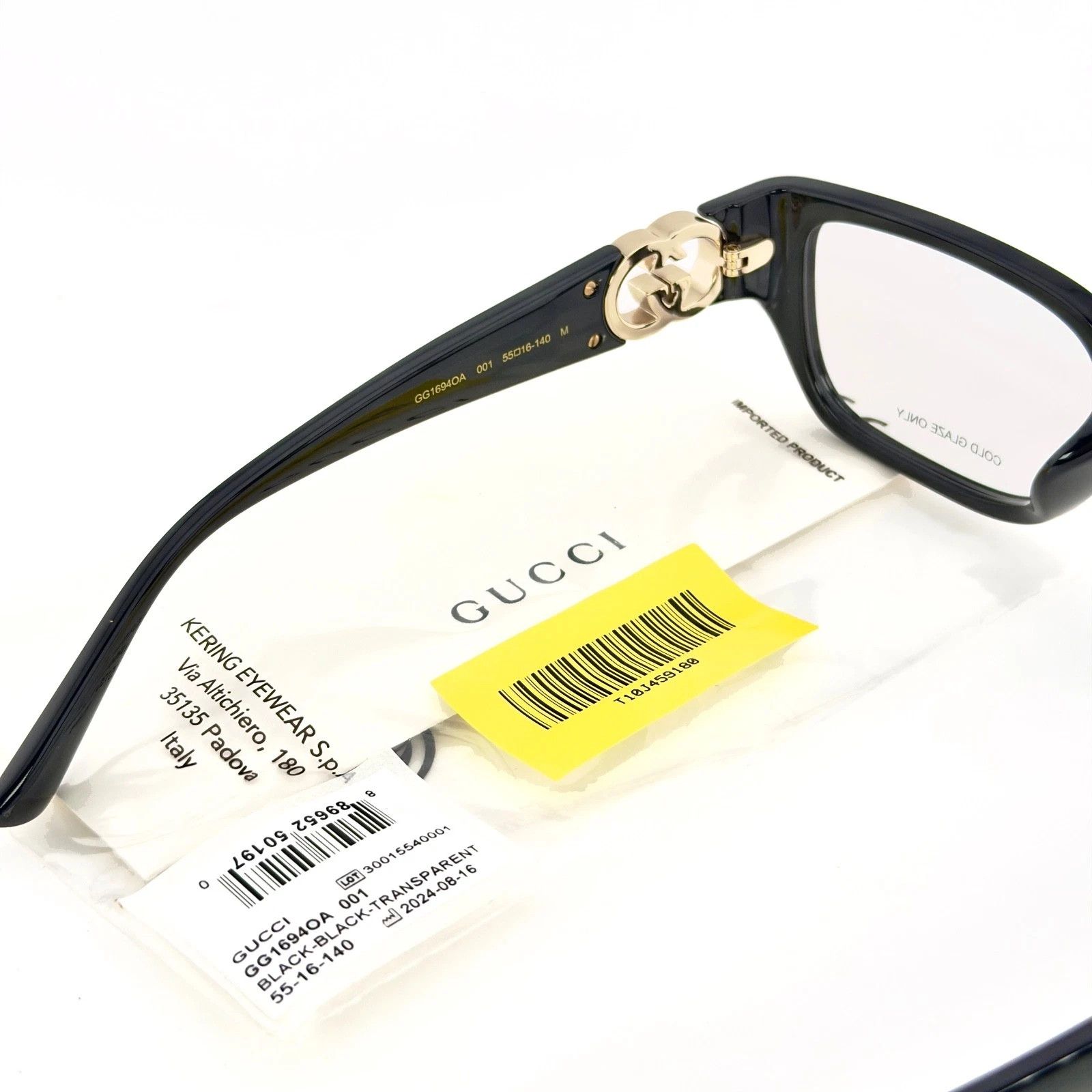 Gucci GUCCI GG1694O 1694 Black GG Geometric Unisex Eyeglasses 001 Size ONE SIZE - 6 Thumbnail
