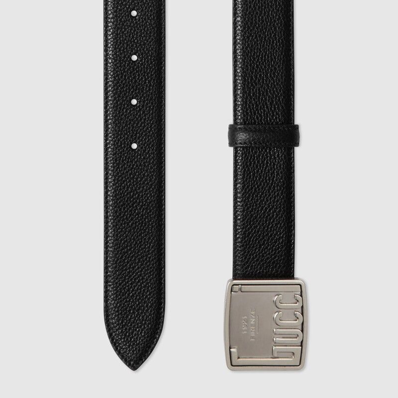 Gucci o1mt1gz0225 Size: 85 / Belt With Gucci Plaque Buckle Black Size 32 - 3 Thumbnail