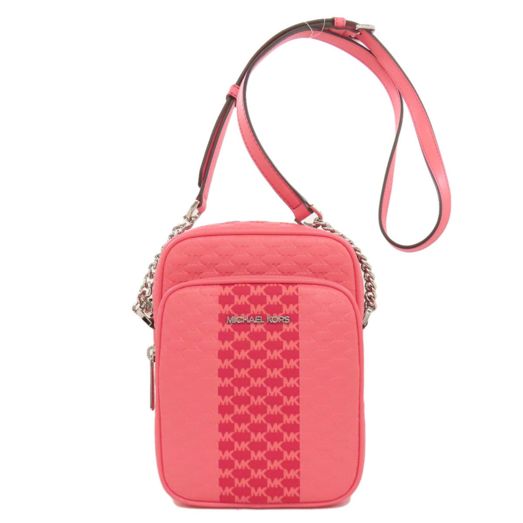 Michael Kors Long Shoulder Mk Signature Bag Leather Women's in Pink
