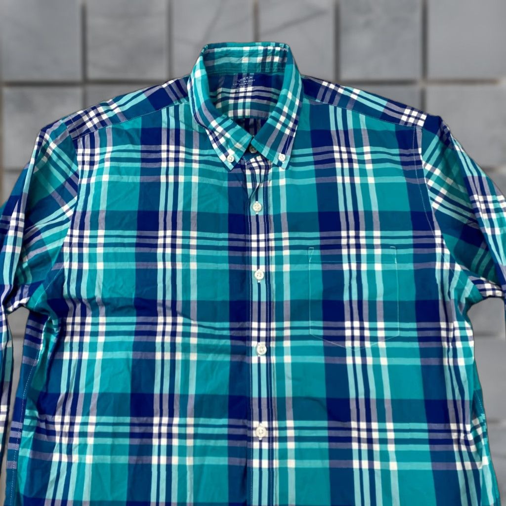 J.Crew VINTAGE? No. J.CREW Blue Plaid Button-Up Shirt Mens L Long Sleeve Pocket Cotton Lightweight Bre edth? Size US L / EU 52-54 / 3 - 1 Thumbnail