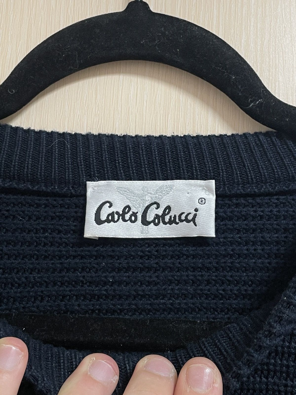Carlo Colucci Vintage 90s Carlo Colucci Navy Blue Cotton Sweater Size XL Size US XL / EU 56 / 4 - 14 Thumbnail