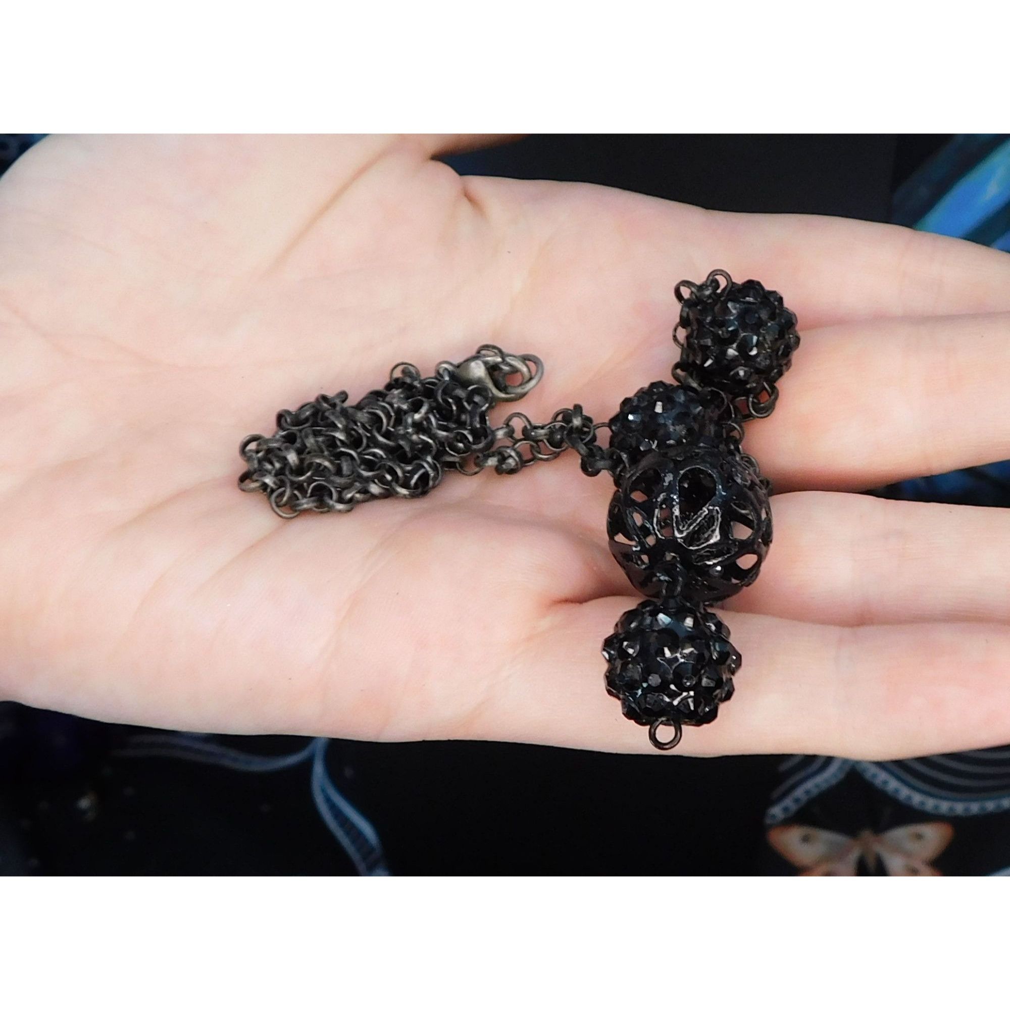 Other Gothic Rhinestone Orb Necklace On Silver Tone Chain Size ONE SIZE - 4 Thumbnail