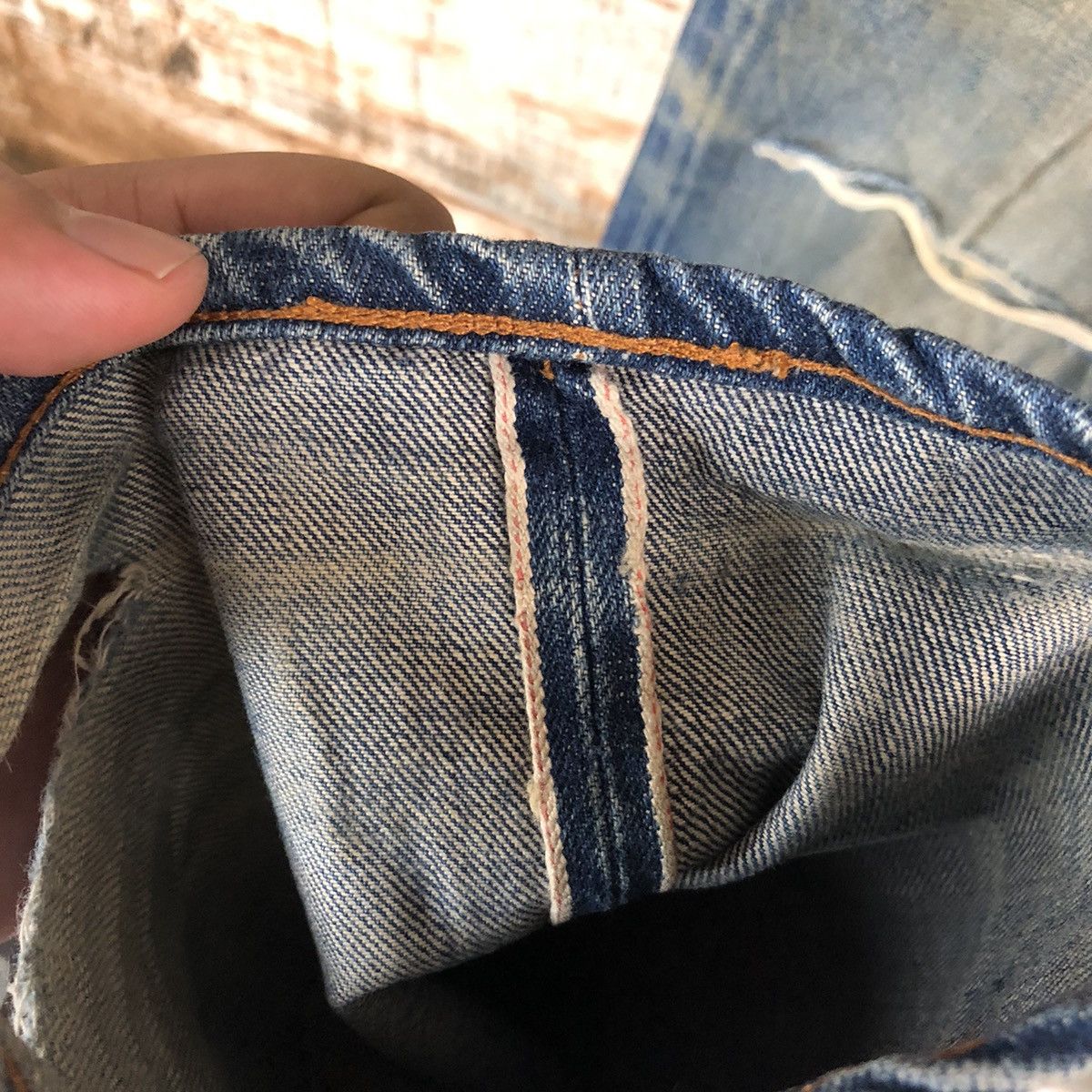 Levi's DLL Levis 505 Big E Blue Distressed Denim Pants #C133 Size US 30 / EU 46 - 13 Thumbnail