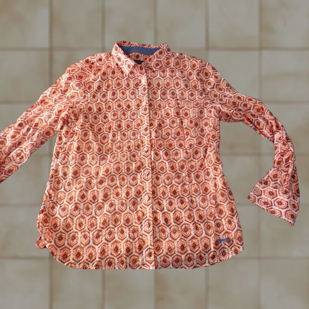 Talbots Talbots Button-Up Shirt Womens 10 Orange Casual Collared Sleeveless Cotton Rayon Button-Up Basic Designer Classics Womens Size L / US 10 / IT 46 - 1 Thumbnail