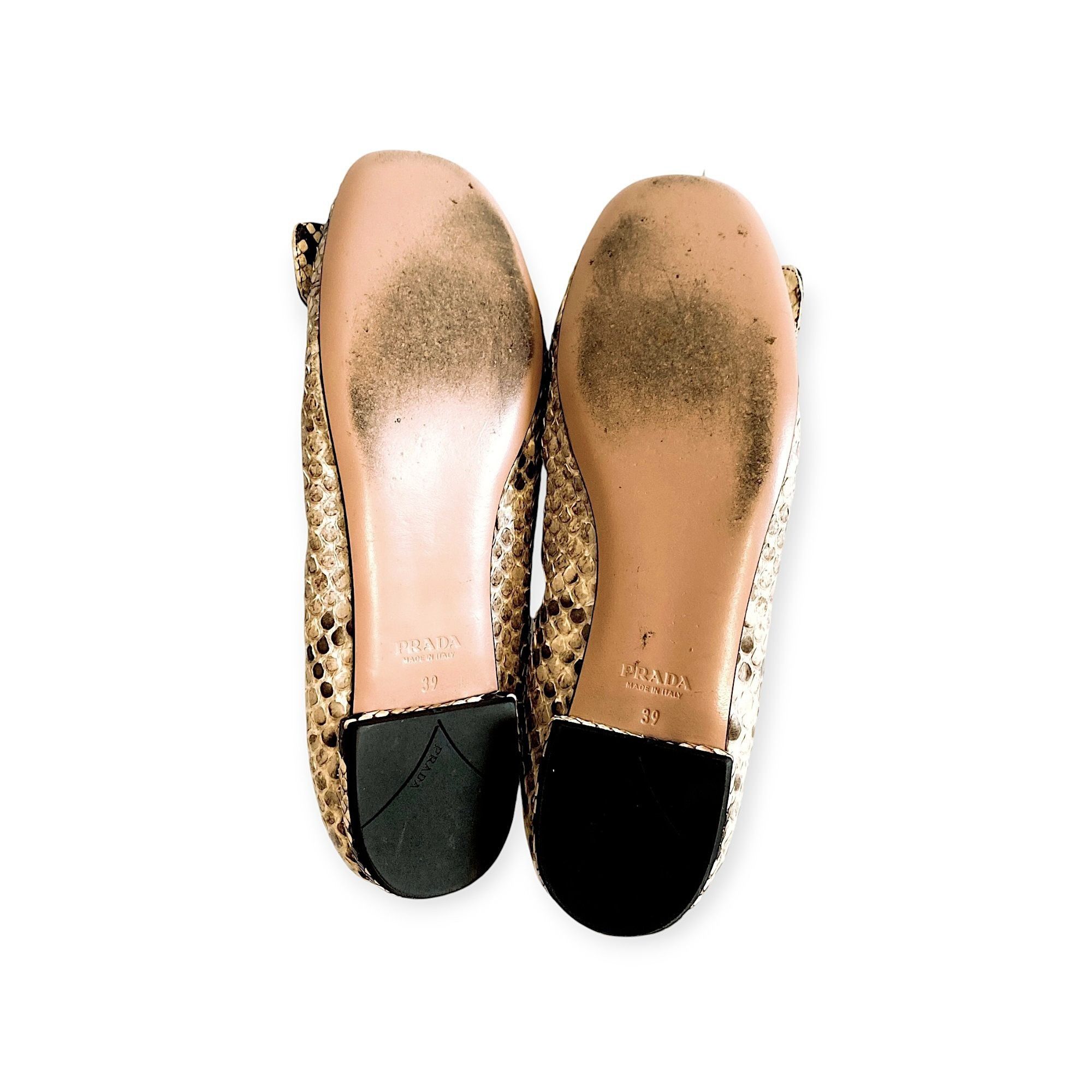 Prada Prada Beige Snake Ballet Flats with Metal Buttons 39 EU Size US 9 / IT 39 - 8 Thumbnail