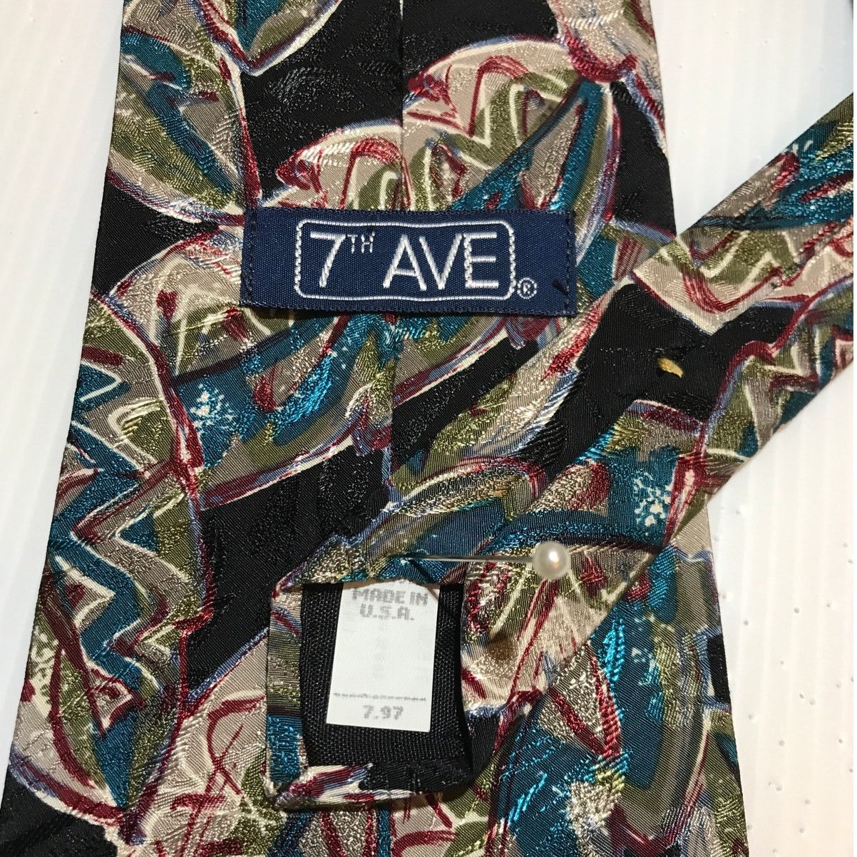 Other 7th Avenue Leaf Pattern Short Wide Mens Necktie Size ONE SIZE - 2 Thumbnail