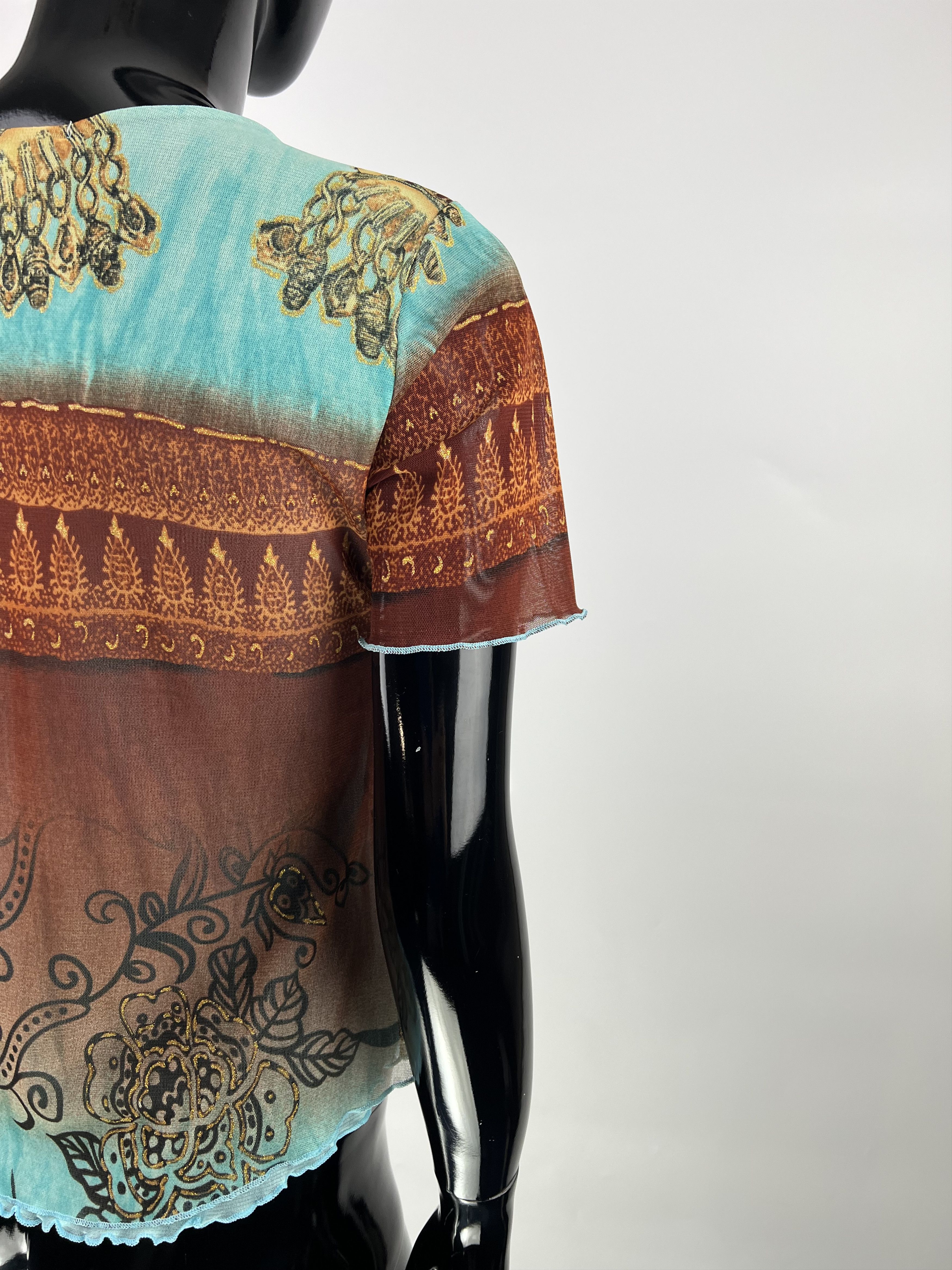 Designer Suzanna Paris Rare Vtg Floral Print Mesh Top Blouse Size 3 Size L / US 10 / IT 46 - 4 Thumbnail