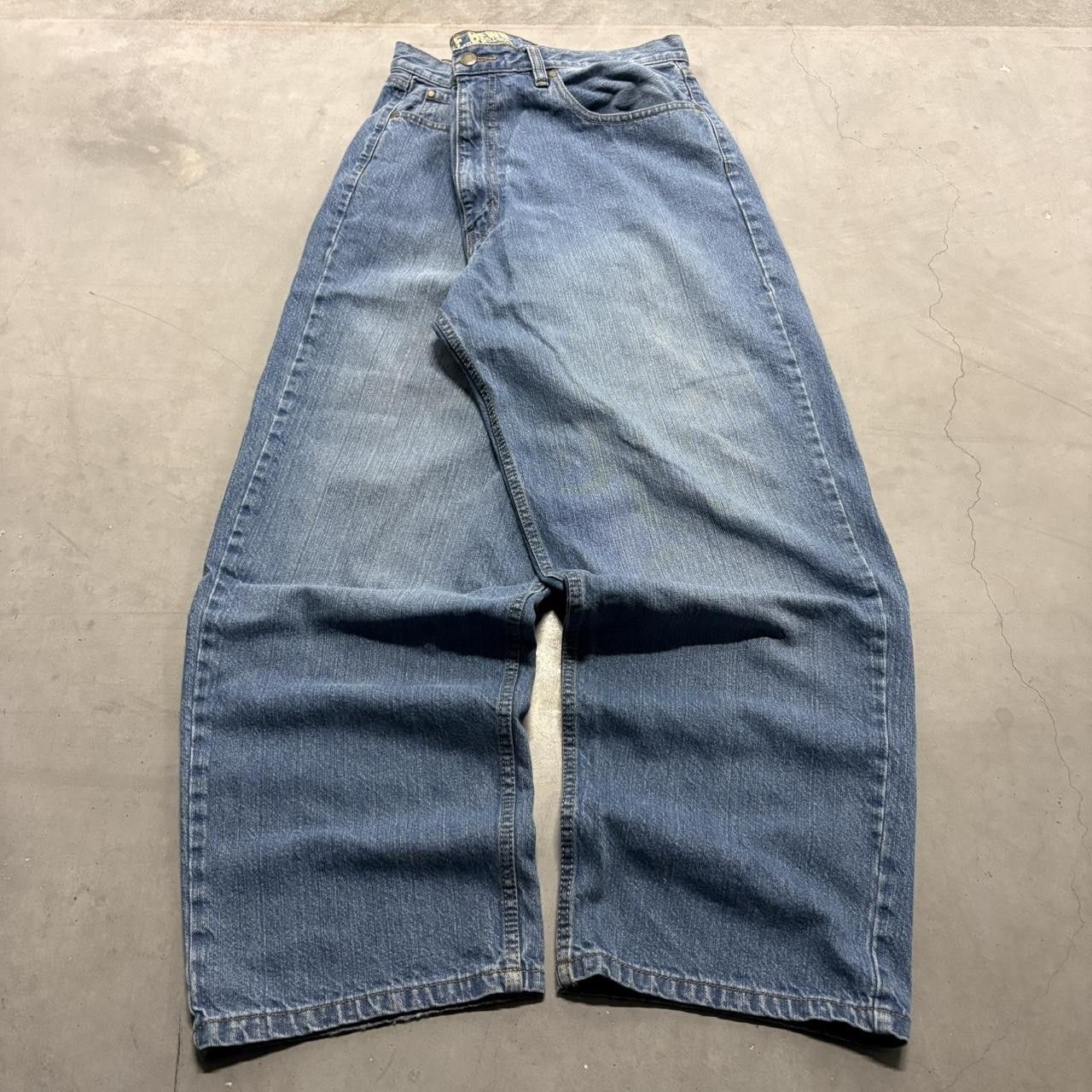 Vintage Crazy Vintage Y2K/2000s Super Baggy Skater Style ruff hewn Medium Blue Wash Denim Jeans! Size US 38 / EU 54 - 2 Thumbnail
