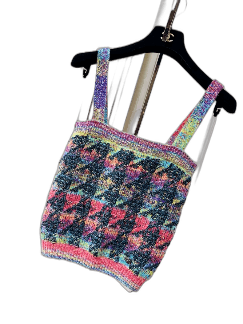 Chanel Chanel Colorful Houndstooth Knit Tank Top Size XS / US 0-2 / IT 36-38 - 1 Thumbnail