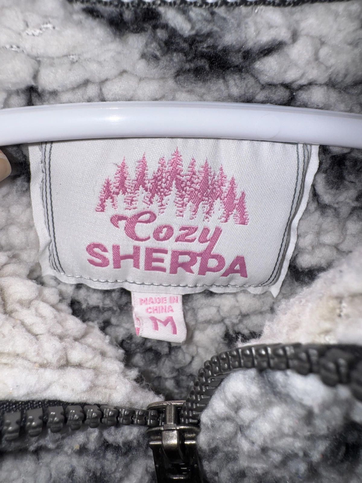 Other Cozy Sherpa Black and White Patterned Half-Zip Fleece Pullo Size M / US 6-8 / IT 42-44 - 2 Thumbnail