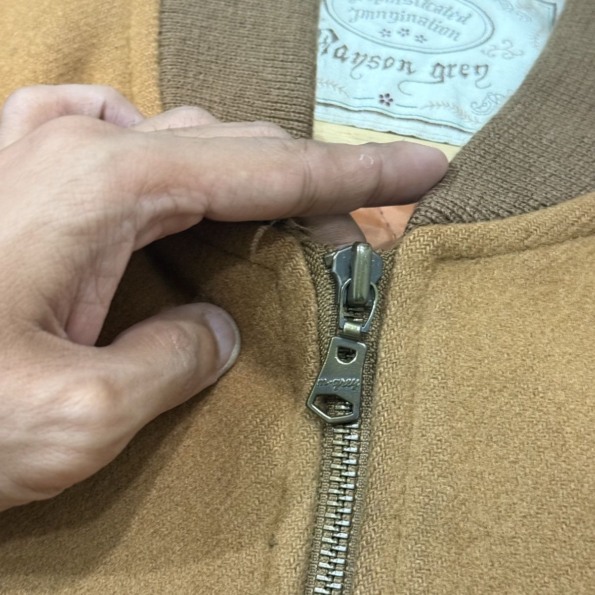 Japanese Brand Vintage Mayson Grey Wool Varsity Bomber Jacket Size US M / EU 48-50 / 2 - 15 Thumbnail