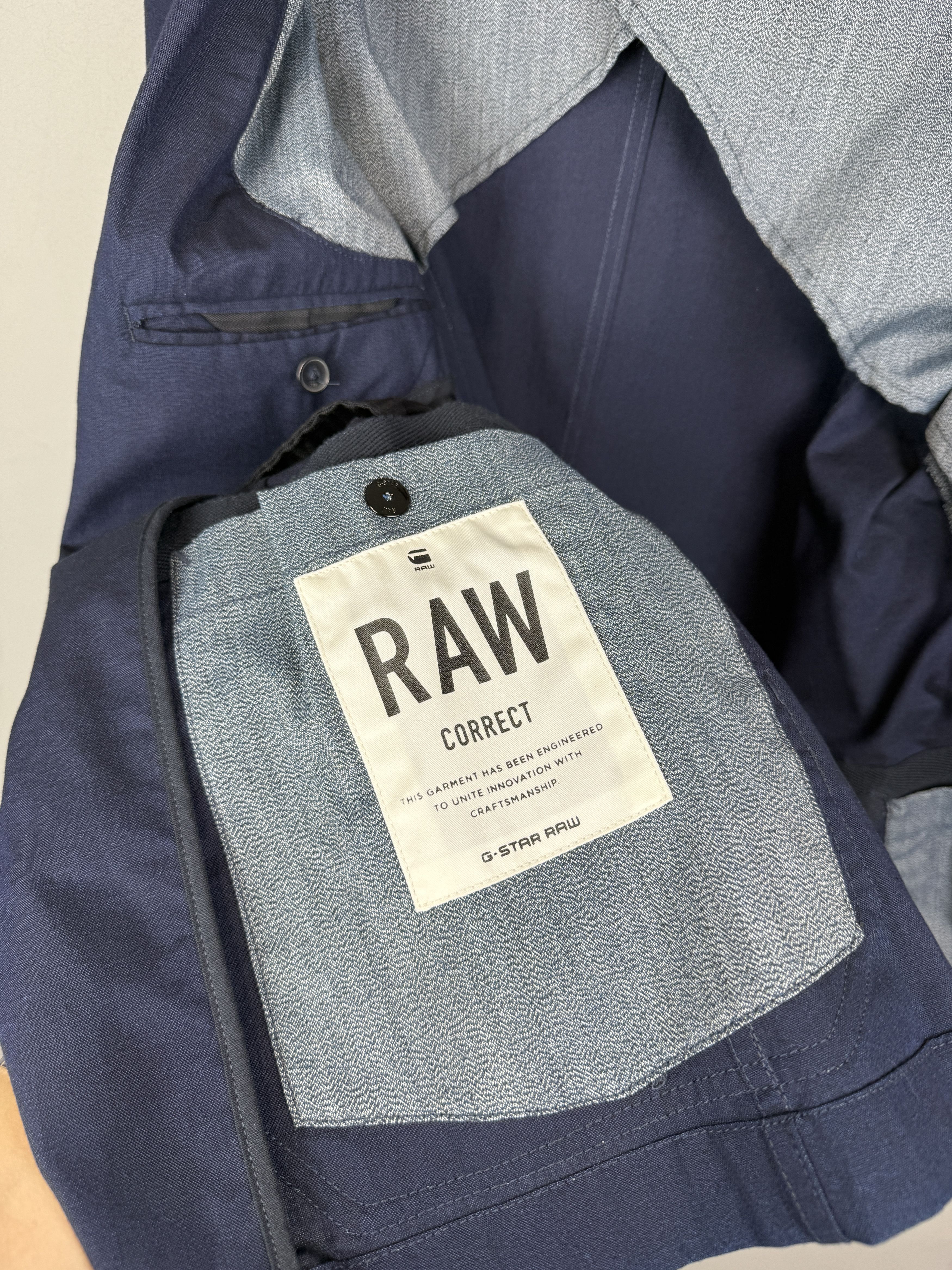 Designer G-Star Raw Shattor Omega Blazer Cotton Jacket 3 Button Navy Size 52R - 7 Thumbnail