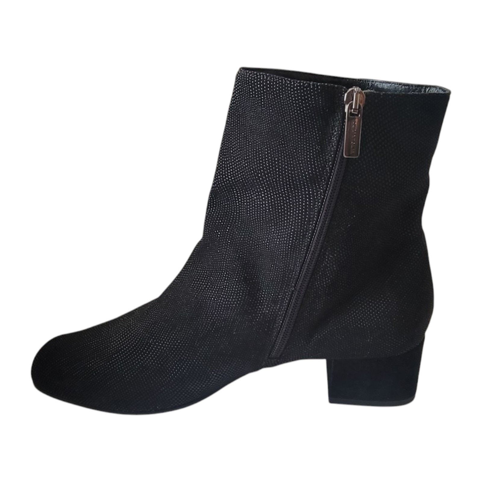 Aquatalia Aquatalia Black Sparkle Leather Ankle Side Zip Boot Size 8.5 Size US 8.5 / IT 38.5 - 2 Thumbnail