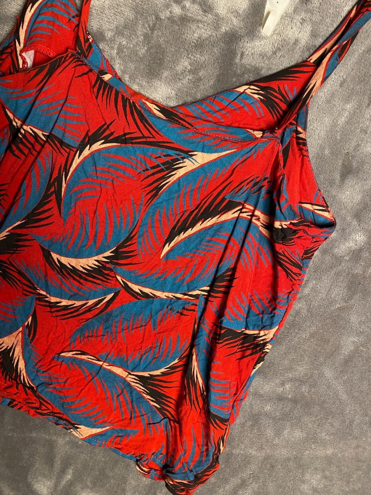 Designer Vintage LGY Rayon Womens Tropical Red Tank Top Sz. M (B13) Size M / US 6-8 / IT 42-44 - 4 Thumbnail