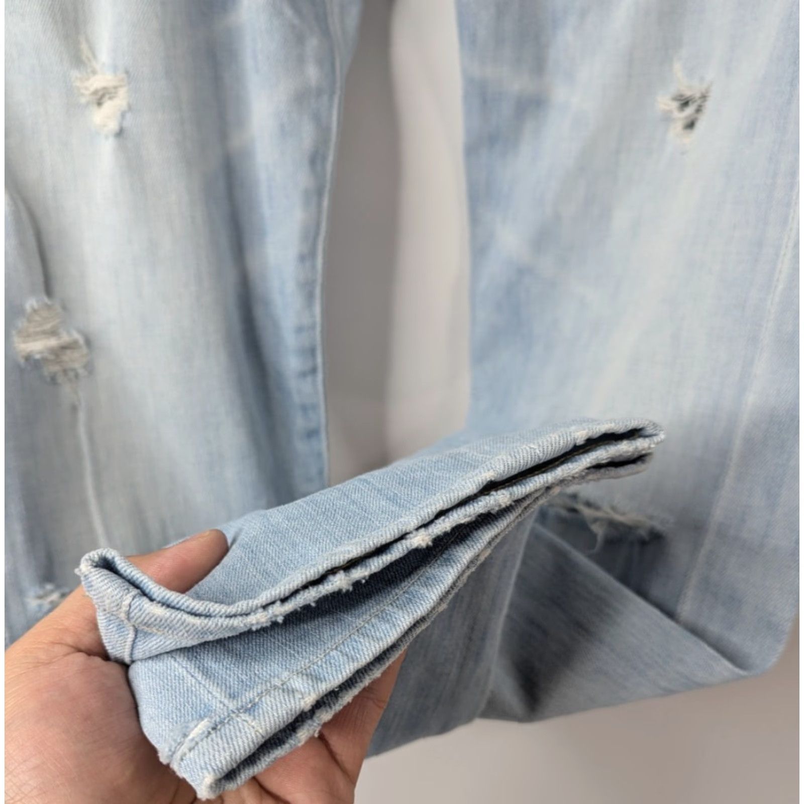 Agolde AGOLDE Jeans Women's Slim Distressed Boyfriend Isabel 26 Blue Cotton Machine Washable 015 A-Series Size 26" / US 2 / IT 38 - 4 Thumbnail