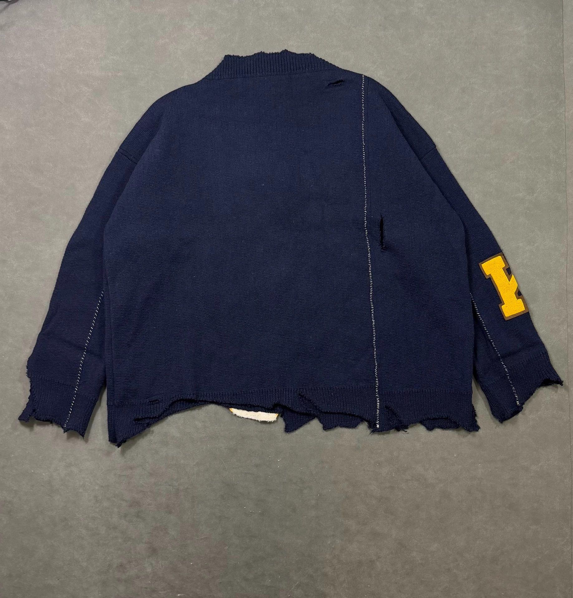 Raf Simons Raf Simons 16AW Destroyed Over Knit Sweater Navy OneSize Size US M / EU 48-50 / 2 - 4 Thumbnail