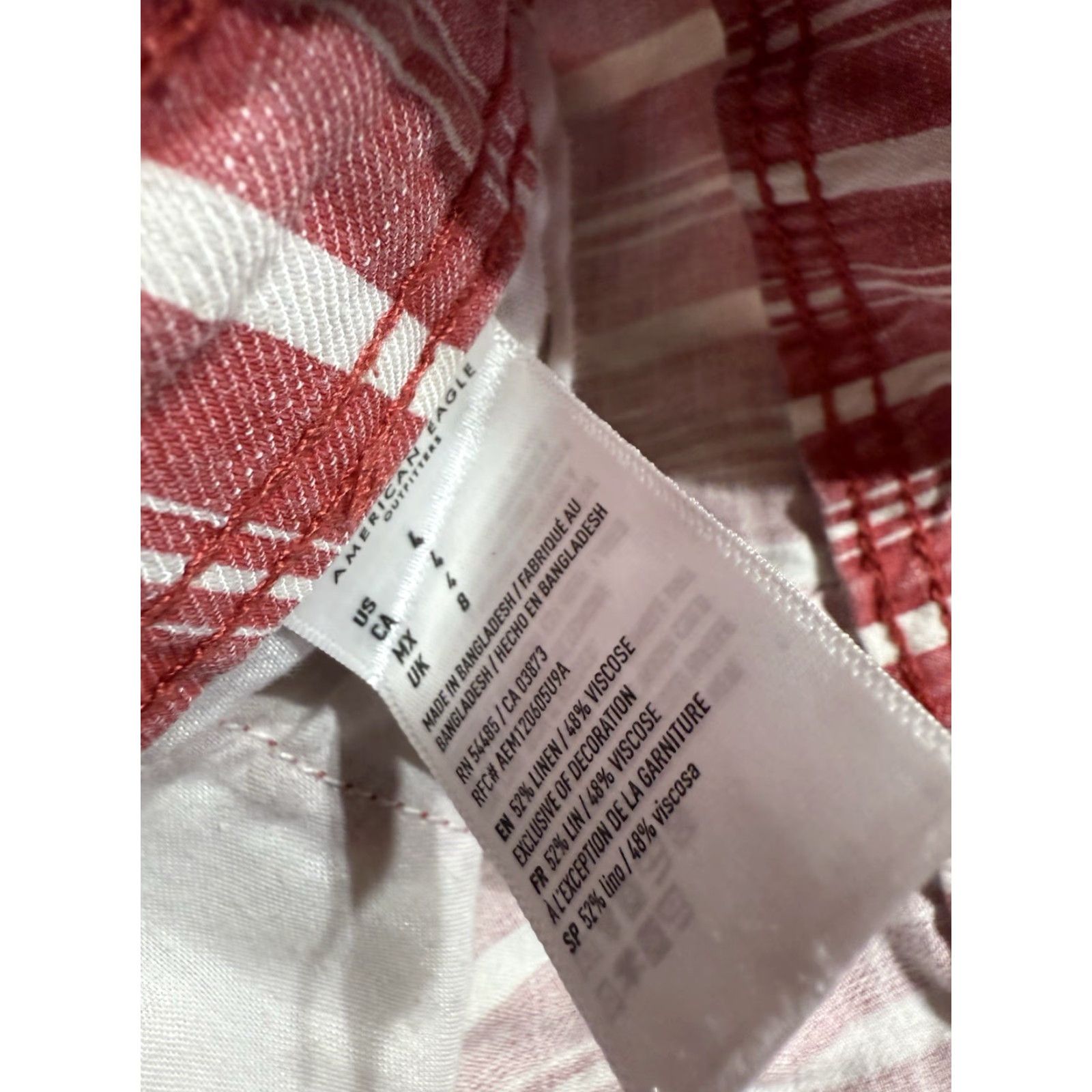 American Eagle Outfitters American Eagle Shorts Adult 4 Linen Blend Red Striped Chino Womens Size 27" / US 4 / IT 40 - 4 Thumbnail