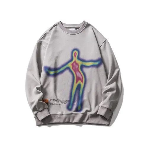 image of Vintage Dancing Neon Alien Crewneck in Grey, Men's (Size Medium)