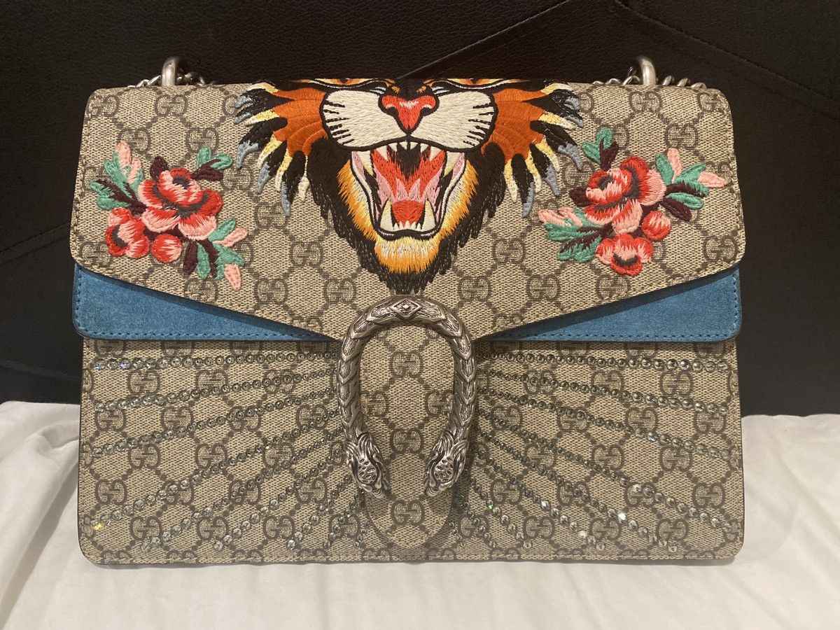 Gucci GG Supreme Monogram Angry Cat Embroidered Dionysus bag. Size ONE SIZE - 10 Thumbnail