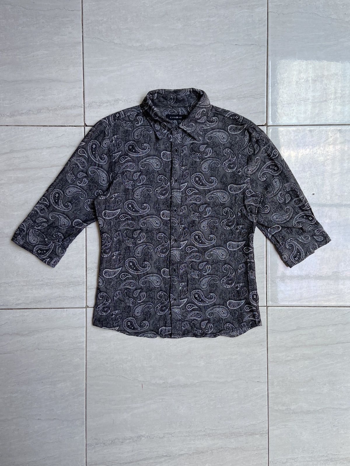 image of Civarize Patterned Grey Shirt, Men's (Size Small)