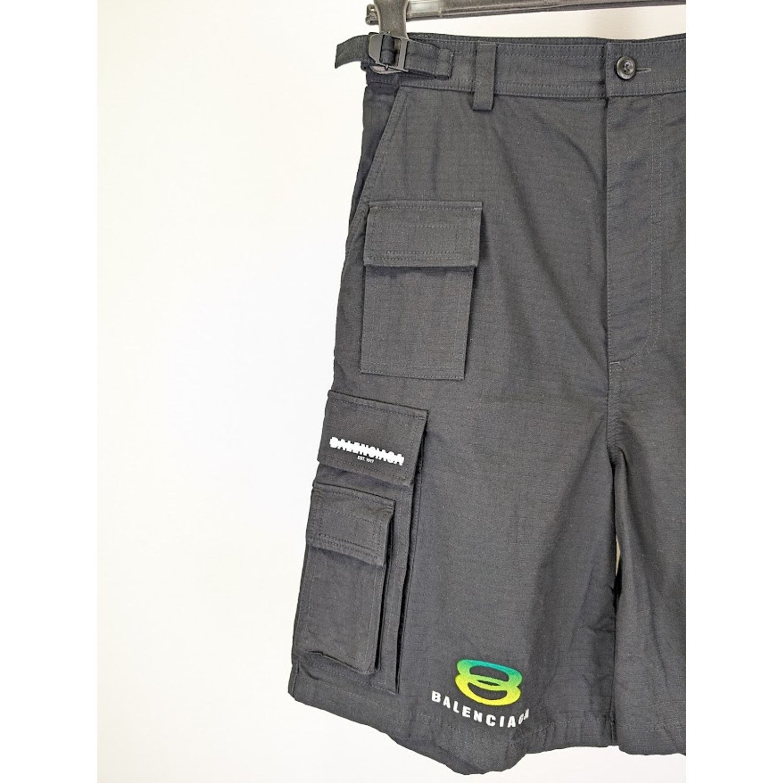 Balenciaga o1rshd1 Cotton Ripstop Gamer Shorts in Black Size US 32 / EU 48 - 3 Thumbnail