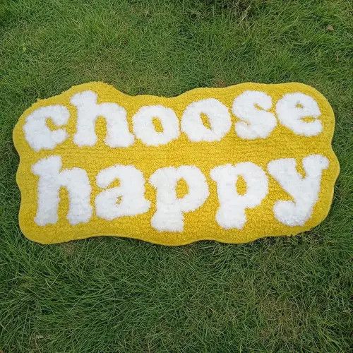Handmade 3D "CHOOSE HAPPY" Handmade Soft Rug Size ONE SIZE - 1 Thumbnail